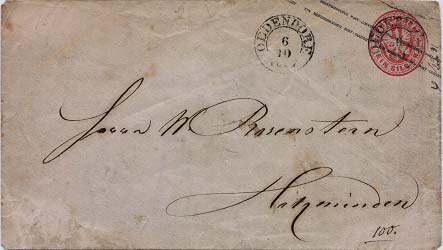 Preußische Ganzsache 1 Sgr. (rosa) der Ausgabe 1862 als Brief nach Holzminden portogerecht verwendet