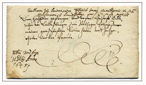 Kanzleibrief gesendet an den Amtsträger Christoff Dietrich von Landesbergen.