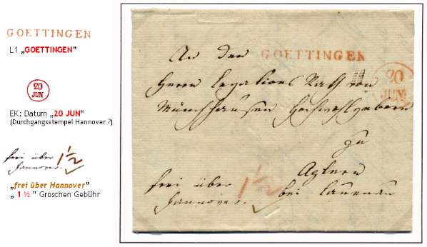 Franco-Brief vom 19. Juni 1816 aus Gttingen nach Apelern bei Lauenau an den Legationsrat von Mnchhausen.