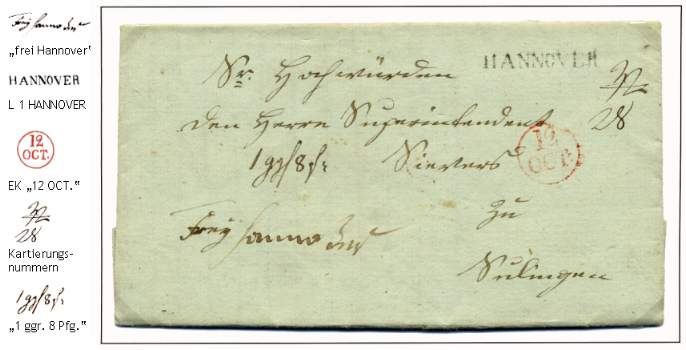 Teilfranko-Brief von Lauenau ber Hannover nach Sulingen.