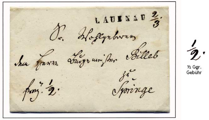 Franco-Brief vom 2. Mrz  1844 aus Apelern
