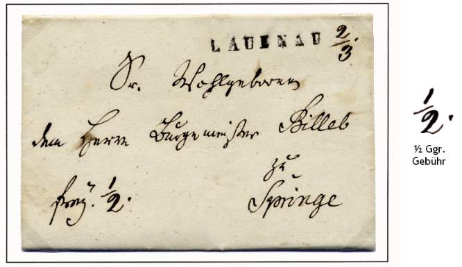 Franco-Brief vom 2. März 1844 aus Apelern