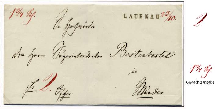Franco-Brief (ohne „frei“-Vermerk) nach Münder.