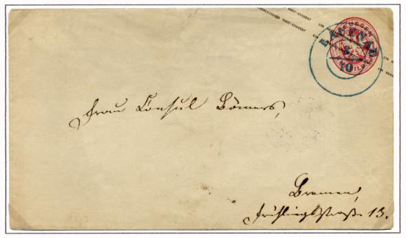 Preußische Ganzsache von Lauenau nach Bremen.