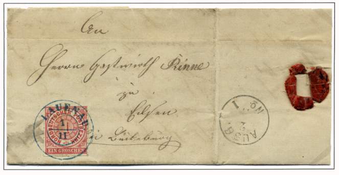 Standardbrief bis 1 Loth von Lauenau nach Bückeburg.