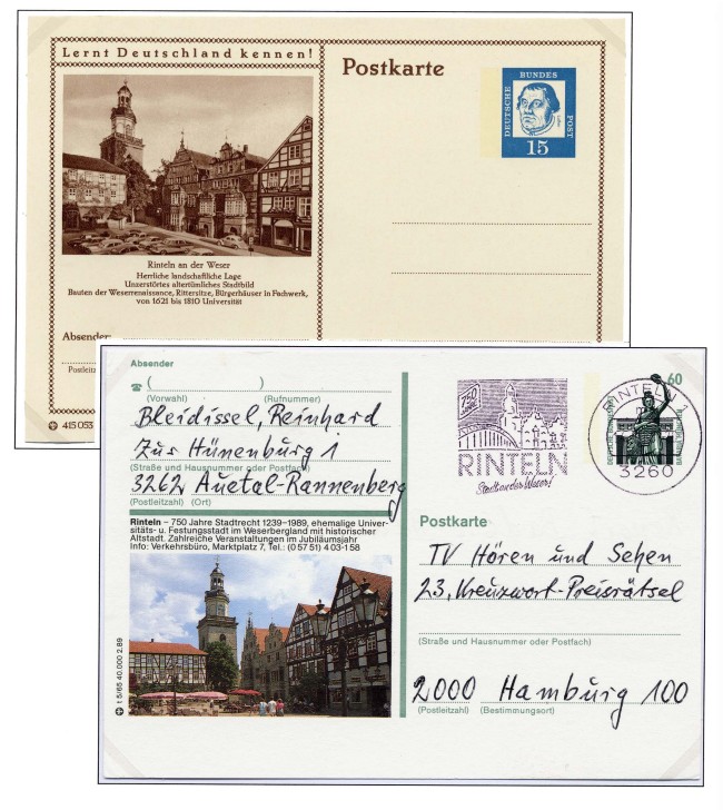 Bildpostkarten aus Rinteln  Werbung fr die Stadt