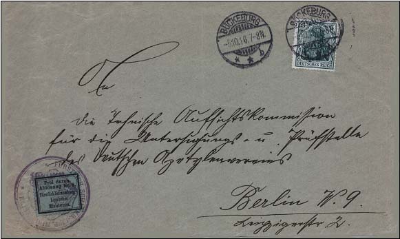 Fernbrief aus Bückeburg nach Berlin vom 5. Oktober 1916