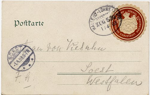 Postkarte der Fürstin Marie Anna