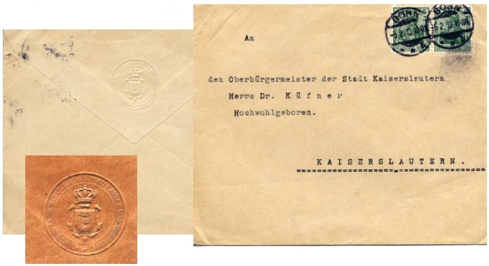 Brief des Prinzen Adolf zu Schaumburg-Lippe an den Oberbrgermeister Dr. Kfner in Kaiserslautern