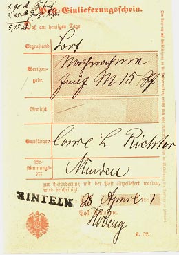 Posteinlieferungsschein aus Preuischer Besatzungszeit (1867) mit L1 Nachverwendung als Ortsangabe