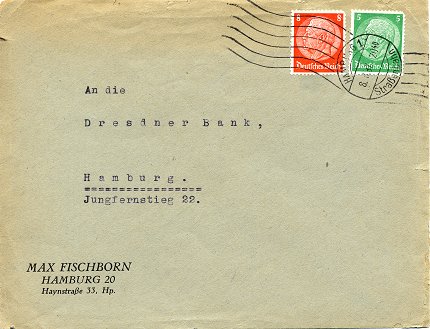 City-Letter (Ortsbrief) posted on 8. August 1937