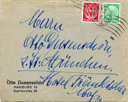 Inter-City-Letter (Fernbrief) posted to Munich on 5. March 1935