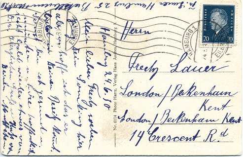 Foreign-Postcard (Auslandspostkarte) posted to London on 24. June 1930