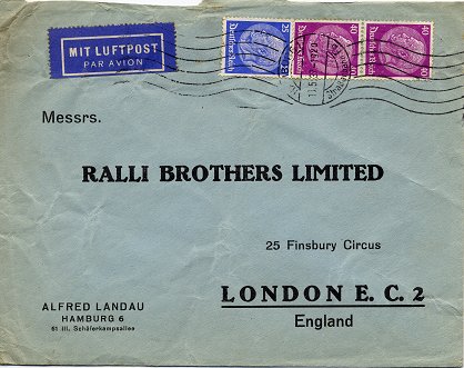 Foreign letter (Auslandsbrief) posted to London on 11. May 1937