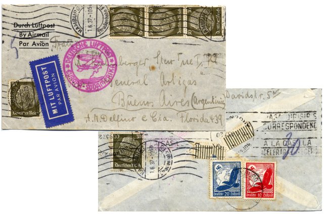 Foreign letter (“Auslandsbrief”) posted to Buenos Aires / Argentina on 1. May 1937