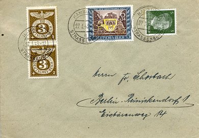 Inter-City-Letter (Fernbrief) posted to Berlin on 27. March 1943